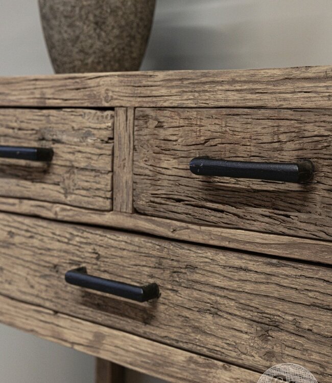 be-uniq Oud Houten Wandtafel | 3 lades | H85 x B75 x D40 cm