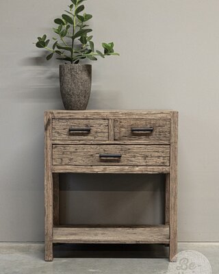 be-uniq Oud Houten Wandtafel | 3 lades | H85 x B75 x D40 cm