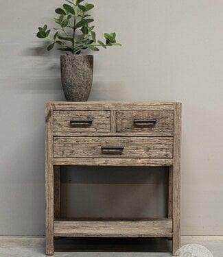 be-uniq Oud Houten Wandtafel | 3 lades | H85 x B75 x D40 cm