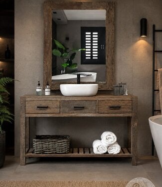 be-uniq Badkamermeubel Nice | Oud Hout | 3 Lades | 135 cm