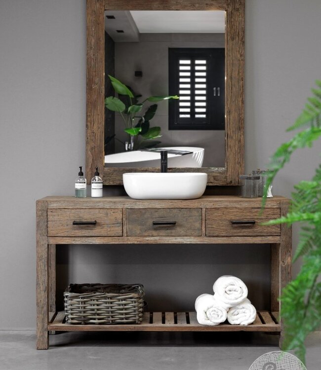 be-uniq Badkamermeubel Nice | Oud Hout | 3 Lades | 135 cm