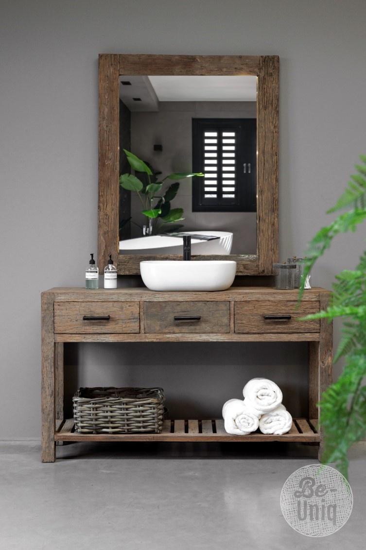 be-uniq Badkamermeubel Nice | Oud Hout | 3 Lades | 135 cm