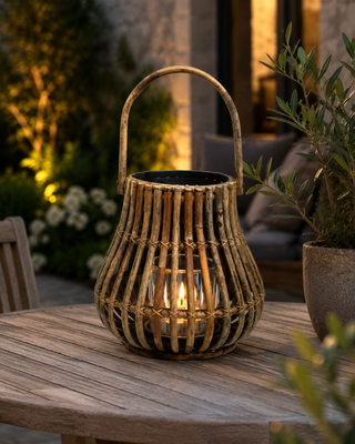 Rene Houtman Windlicht/Lantaarn | Naturel/Donker Grijs | H35 x D37 Cm