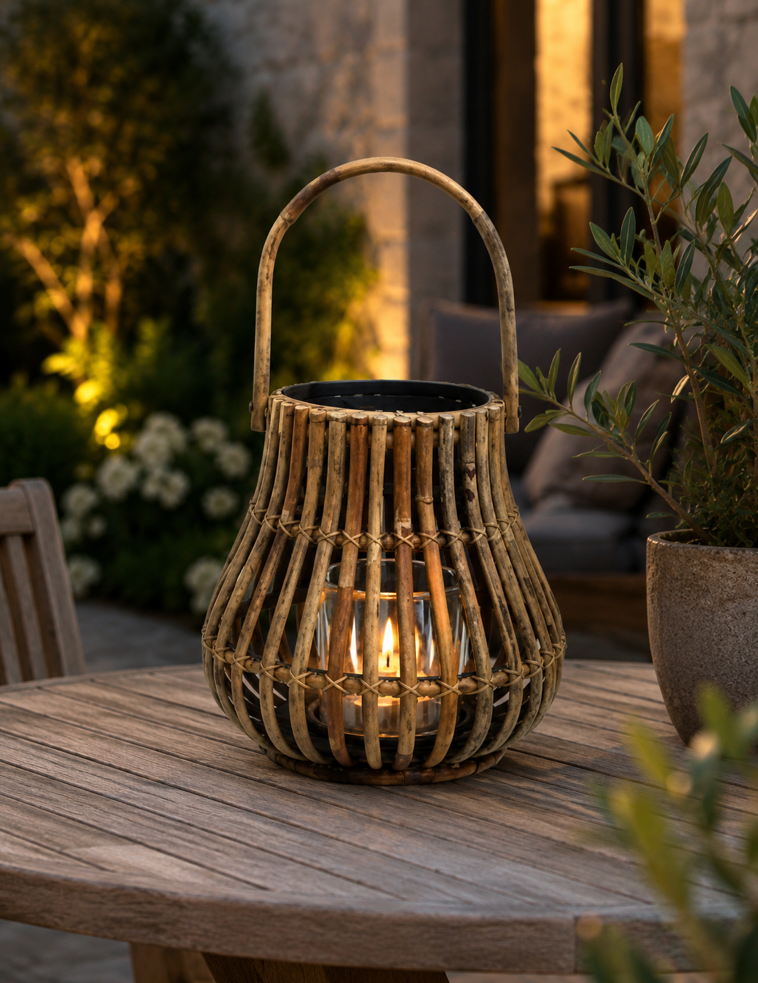 Rene Houtman Windlicht/Lantaarn | Naturel/Donker Grijs | H35 x D37 Cm