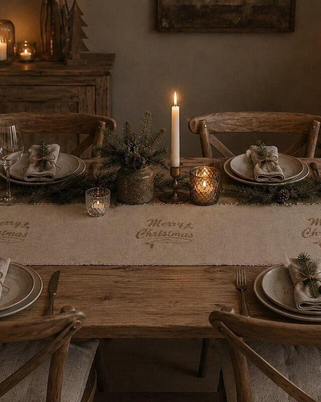 Rene Houtman Tafelloper Boho Merry Christmas 220 x 35 Cm Kerst Decoratie