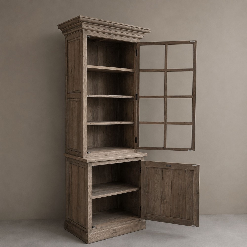 Luksa Home Collection Vitrinekast Rani Natural Grey Wash H220 x B75 x D50 Cm
