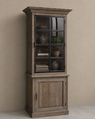 Luksa Home Collection Vitrinekast Rani Natural Grey Wash H220 x B75 x D50 Cm