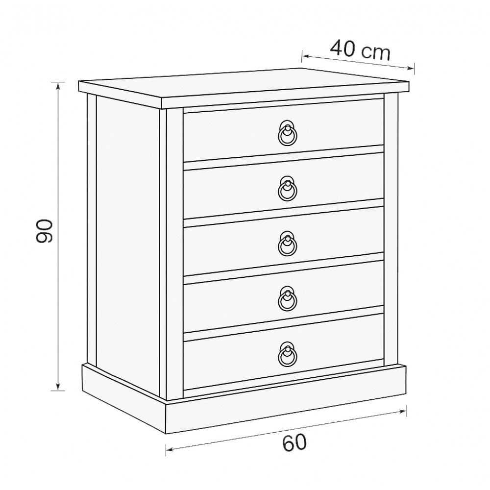 Luksa Home Collection Ladekast Suze Antique Grey H90 x B60 x D40 Cm