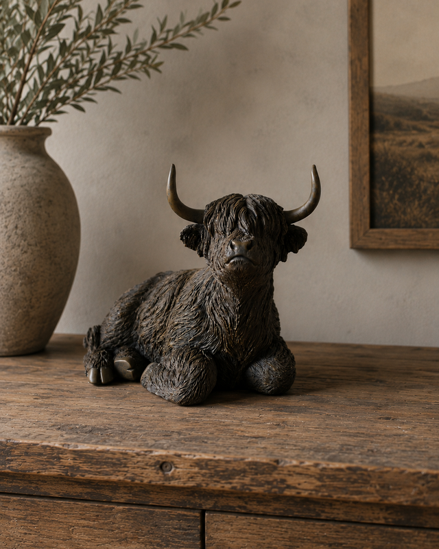 Rene Houtman Schotse Hooglander Liggend Bruin - H26 x B17 x L35