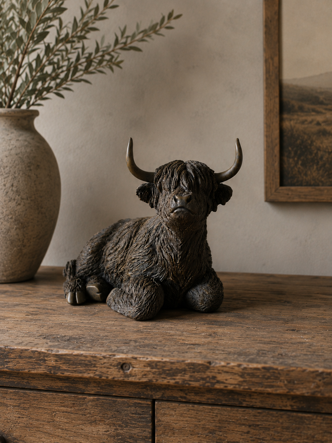 Rene Houtman Schotse Hooglander Liggend Bruin - H26 x B17 x L35