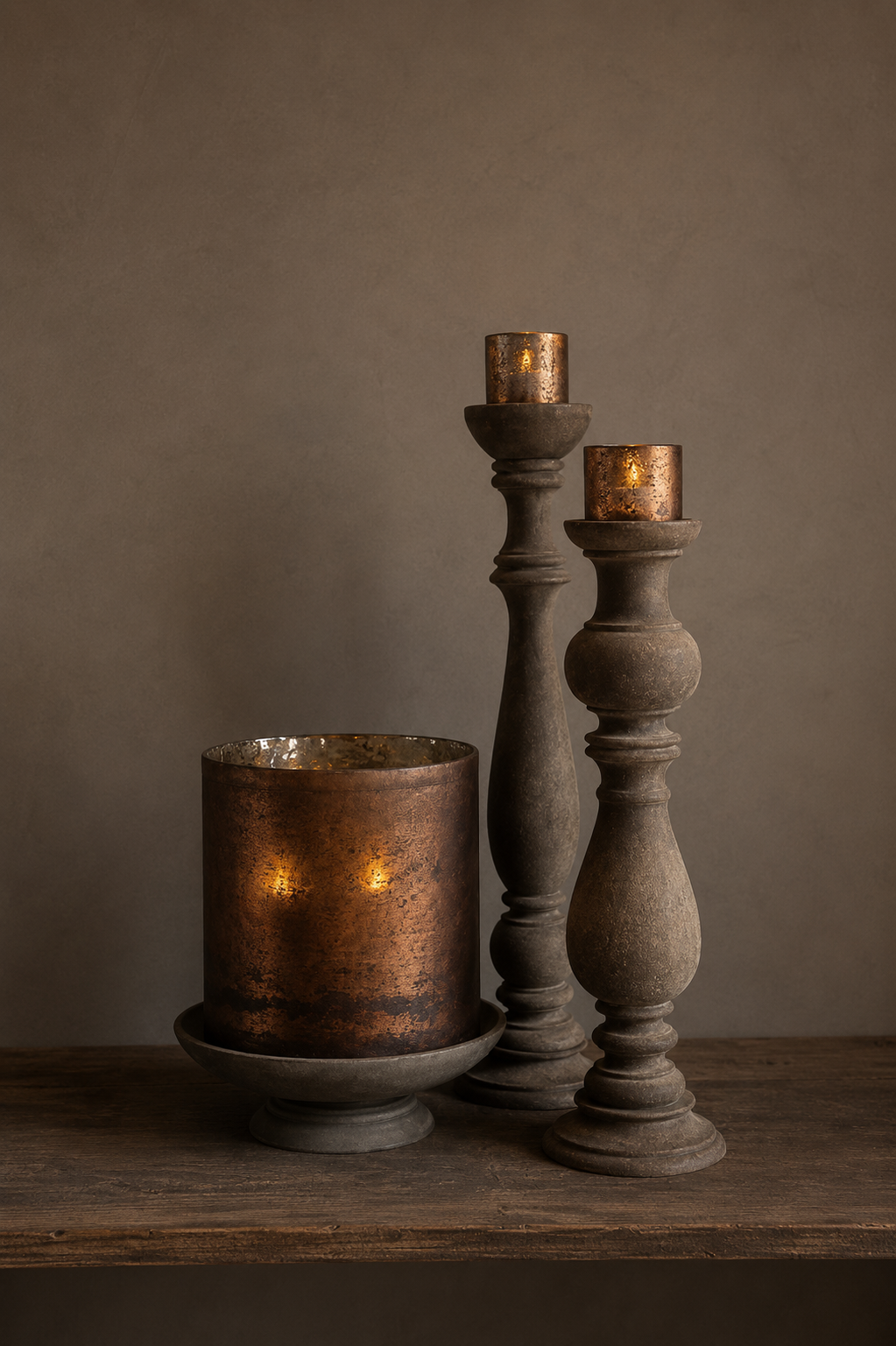 Rene Houtman Windlicht Cilinder Glas Bruin - 5 Maten