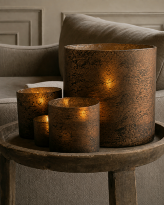 Rene Houtman Windlicht Cilinder Glas Bruin - 5 Maten