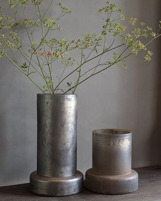 Rene Houtman Cilindervaas Zwart/Grijs Glas -2 Maten