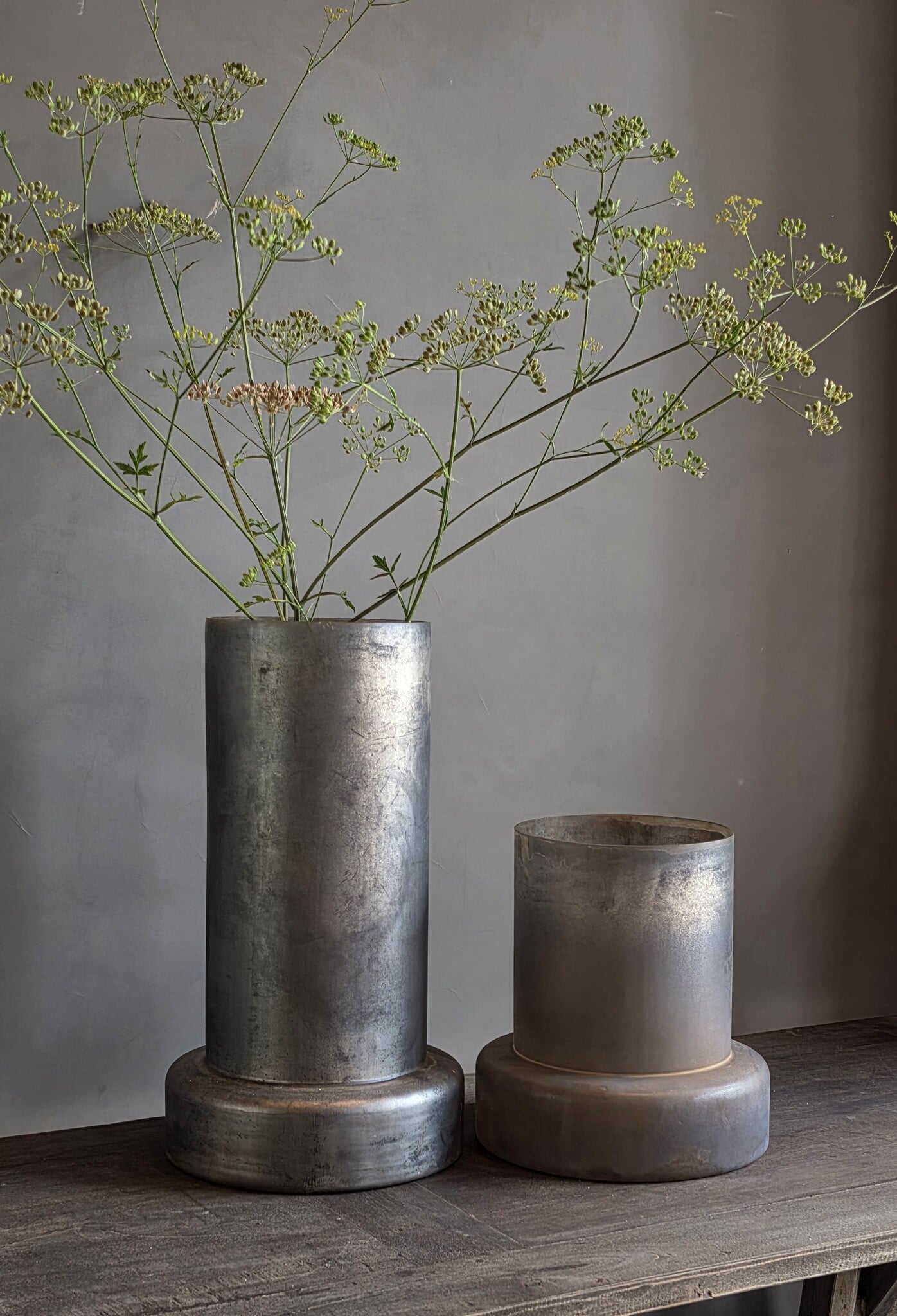 Rene Houtman Cilindervaas Zwart/Grijs Glas -2 Maten