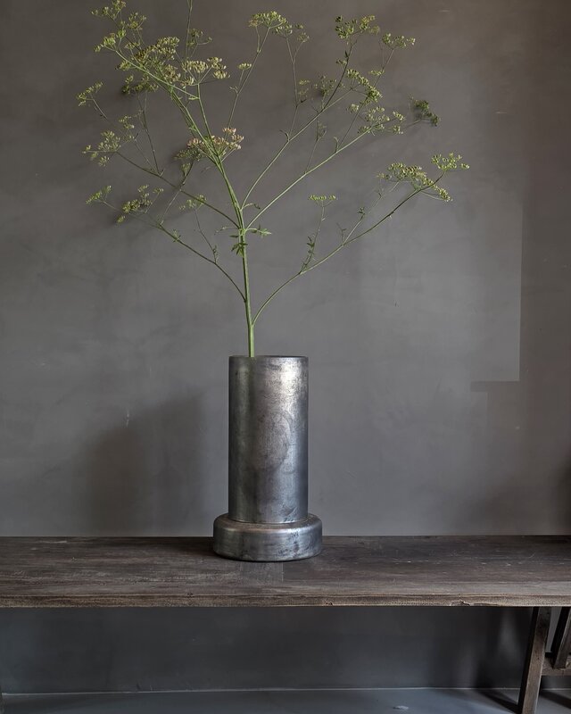 Rene Houtman Cilindervaas Zwart/Grijs Glas -2 Maten