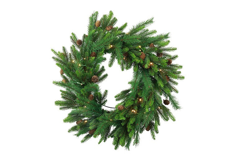 Rene Houtman Krans LED Abia S Groen Dennenappels - 60x60x5CM