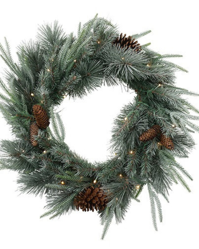 Rene Houtman Krans Led Abia Koreana S Groen Sneeuw - 60x60x5 Cm