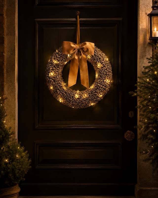 Rene Houtman Krans Strik Led Mily L Goud -60x12x60CM