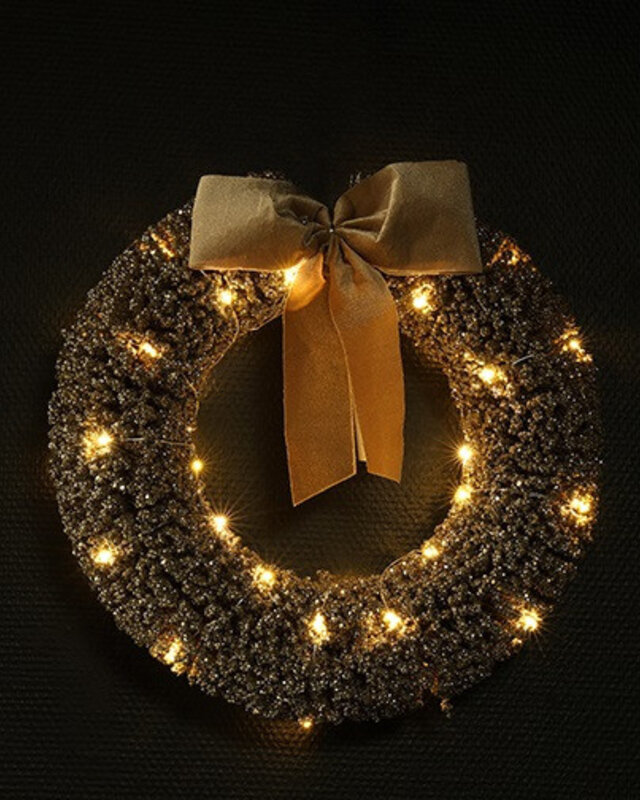 Rene Houtman Krans Strik Led Mily L Goud -60x12x60CM