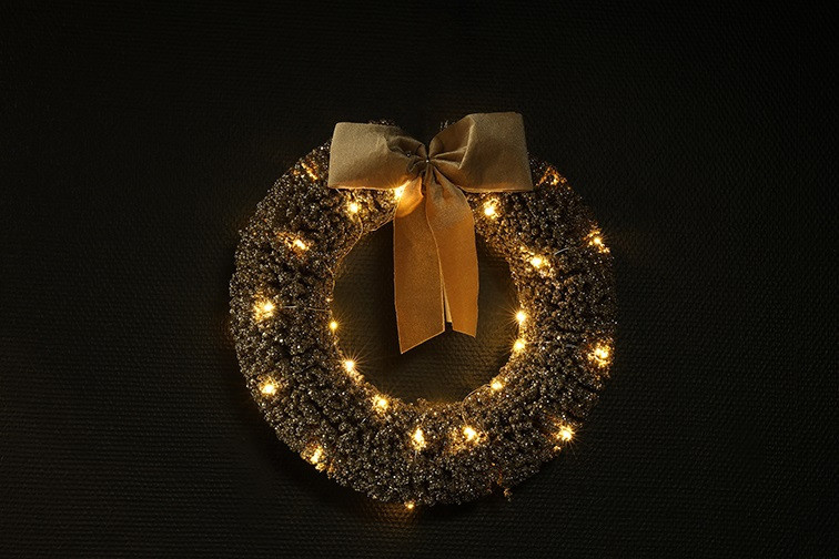 Rene Houtman Krans Strik Led Mily L Goud -60x12x60CM