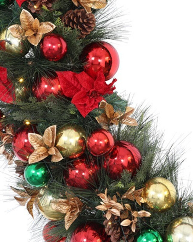 Rene Houtman Krans LED Unique Christmas Poinsettia XXXL – 223,5 x 223,5 x 33 cm