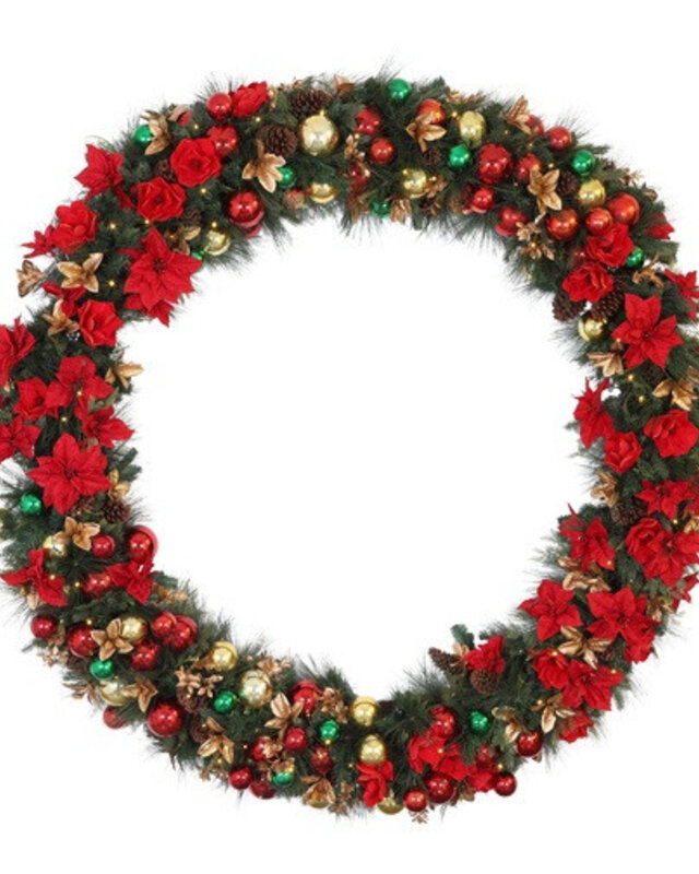Rene Houtman Krans LED Unique Christmas Poinsettia XXXL – 223,5 x 223,5 x 33 cm