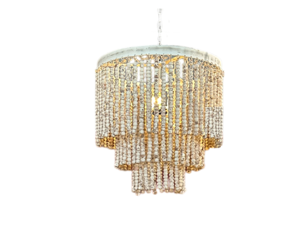 Rene Houtman Hanglamp Goos Kralen Hout Wit/Beige - 3 Maten