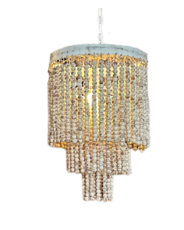 Rene Houtman Hanglamp Goos Kralen Hout Wit/Beige - 3 Maten