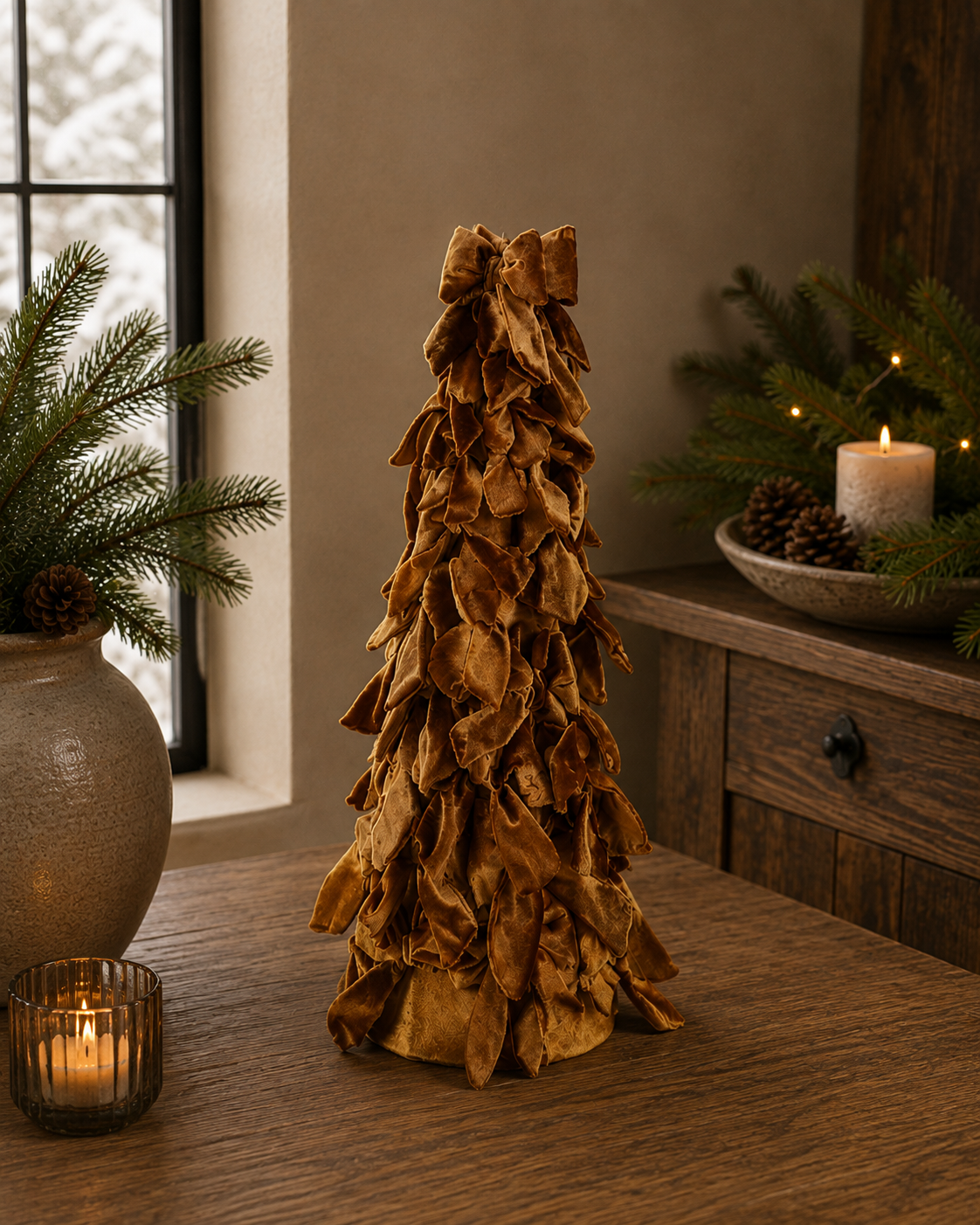 Rene Houtman Strik Kerstboom.bruin-60x20,5x60CM