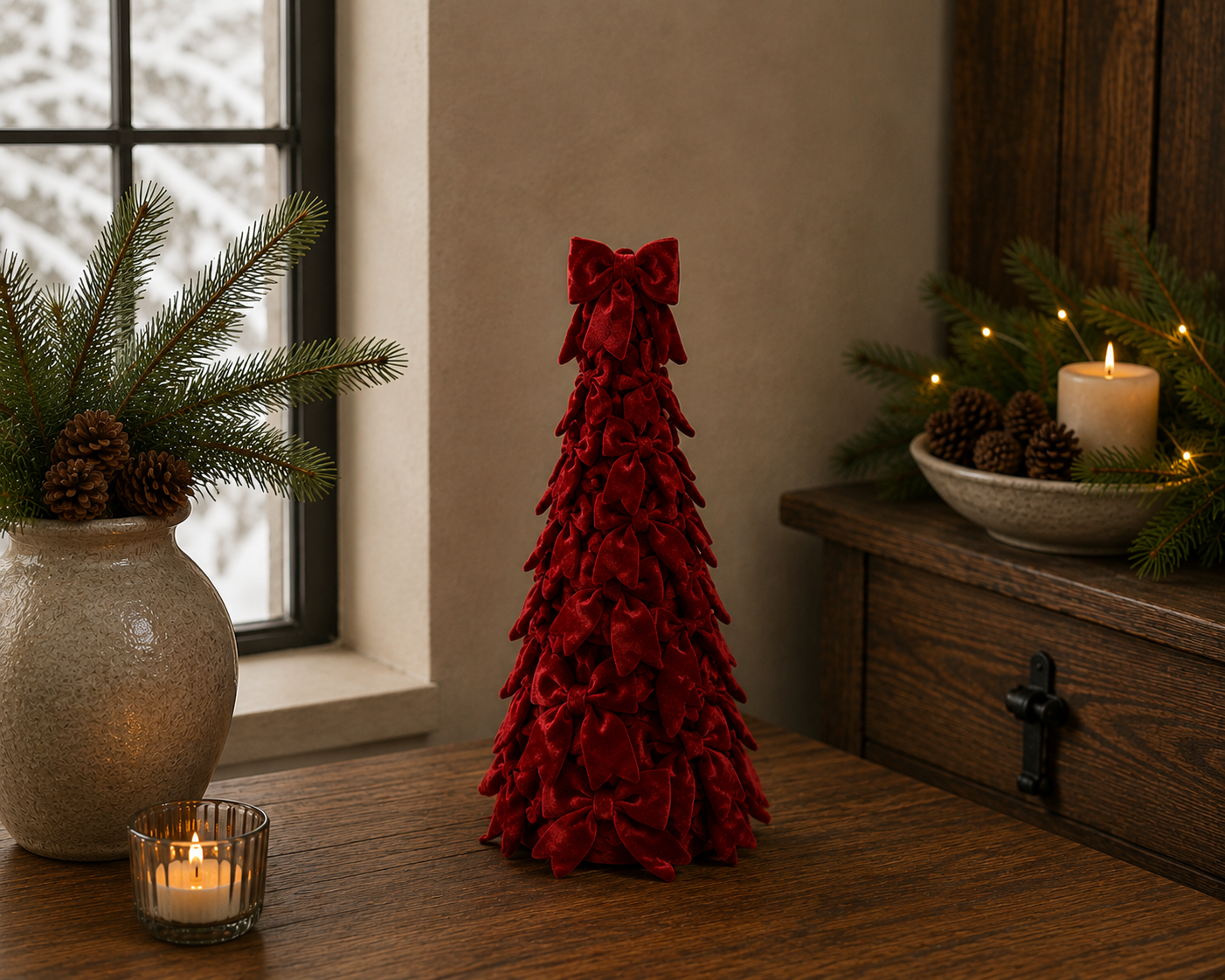 Rene Houtman Strik Kerstboom Bordeaux-60x20,5x60CM