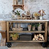 Keukeneiland Woods Op Wielen Met Zinken Blad & Schappen - L120xB59.5xH90 Cm