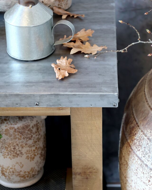 Rene Houtman Keukeneiland Woods Op Wielen Met Zinken Blad & Schappen - L120xB59.5xH90 Cm