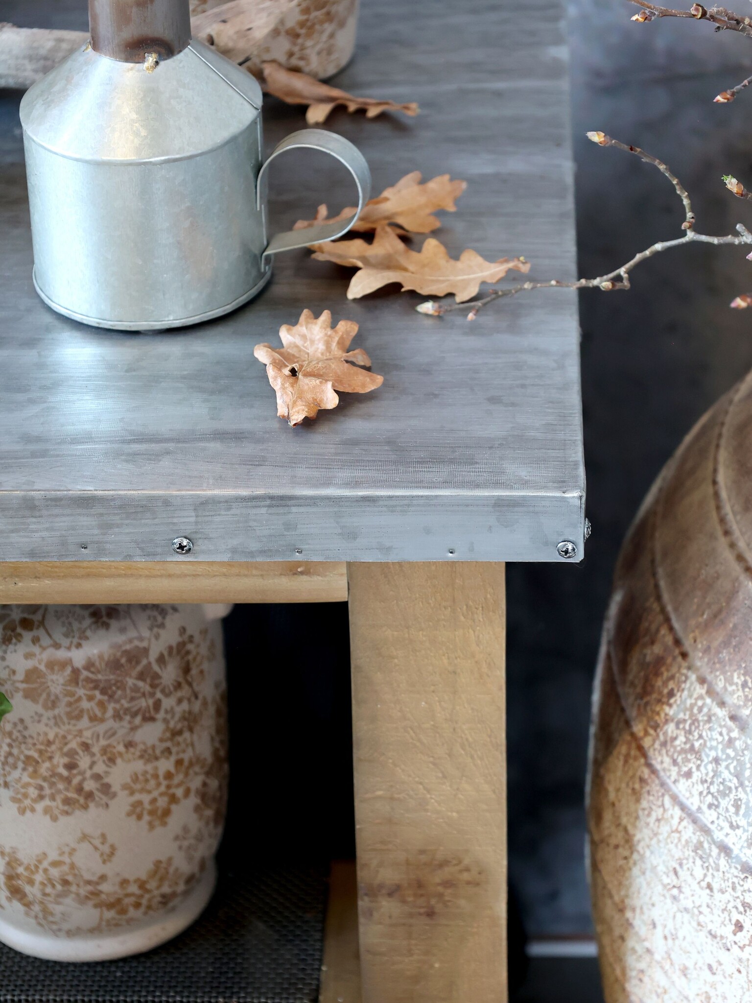 Rene Houtman Keukeneiland Woods Op Wielen Met Zinken Blad & Schappen - L120xB59.5xH90 Cm