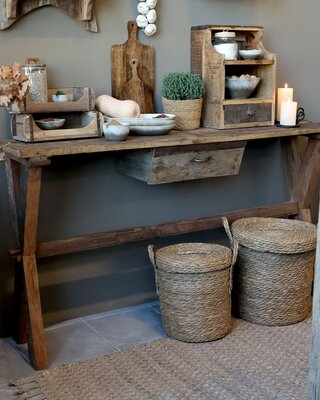 Rene Houtman Sidetable Woods Wandtafel Grimaud-tafel Met Lade - B152 x D36 x H85 Cm
