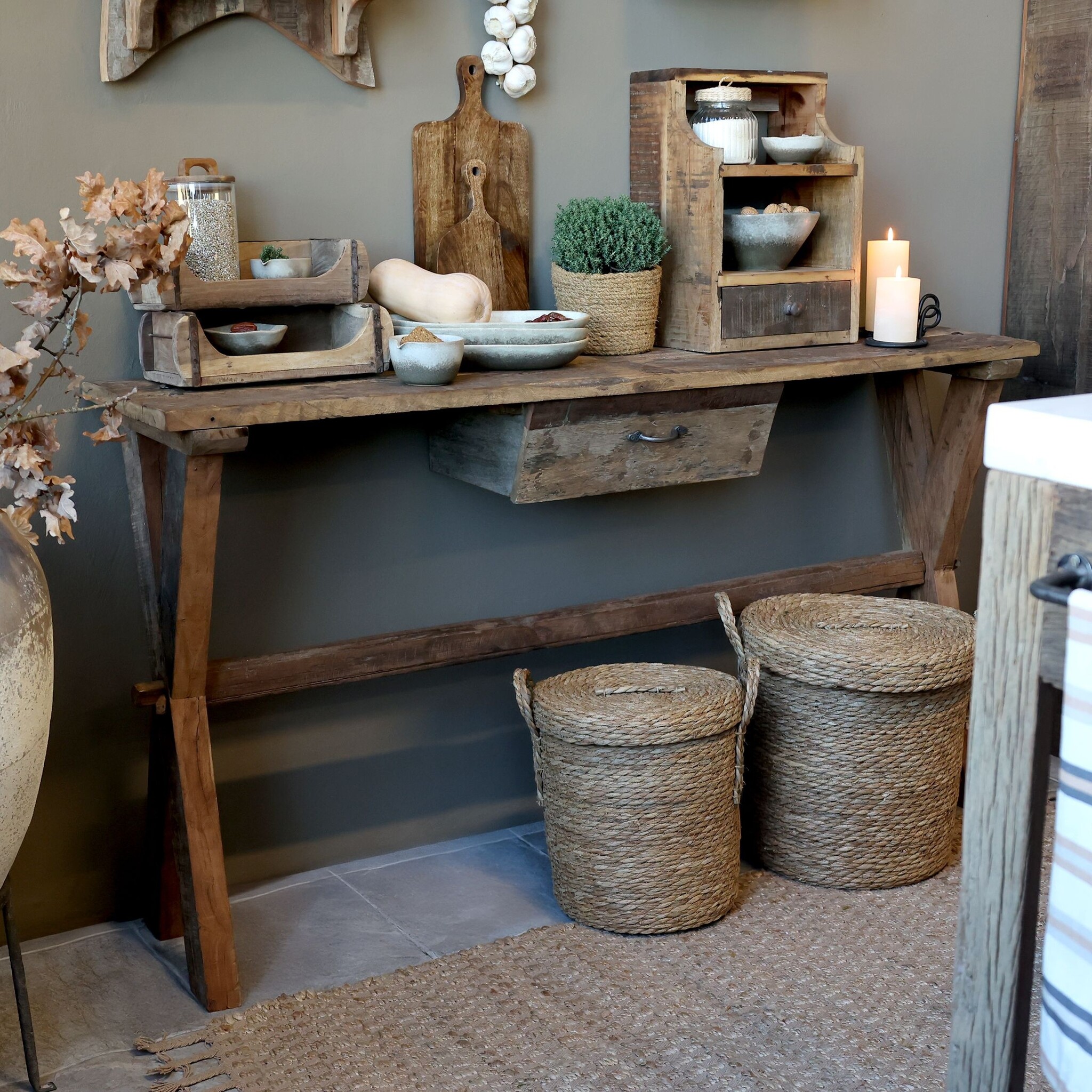 Rene Houtman Sidetable Woods Wandtafel Grimaud-tafel Met Lade - B152 x D36 x H85 Cm