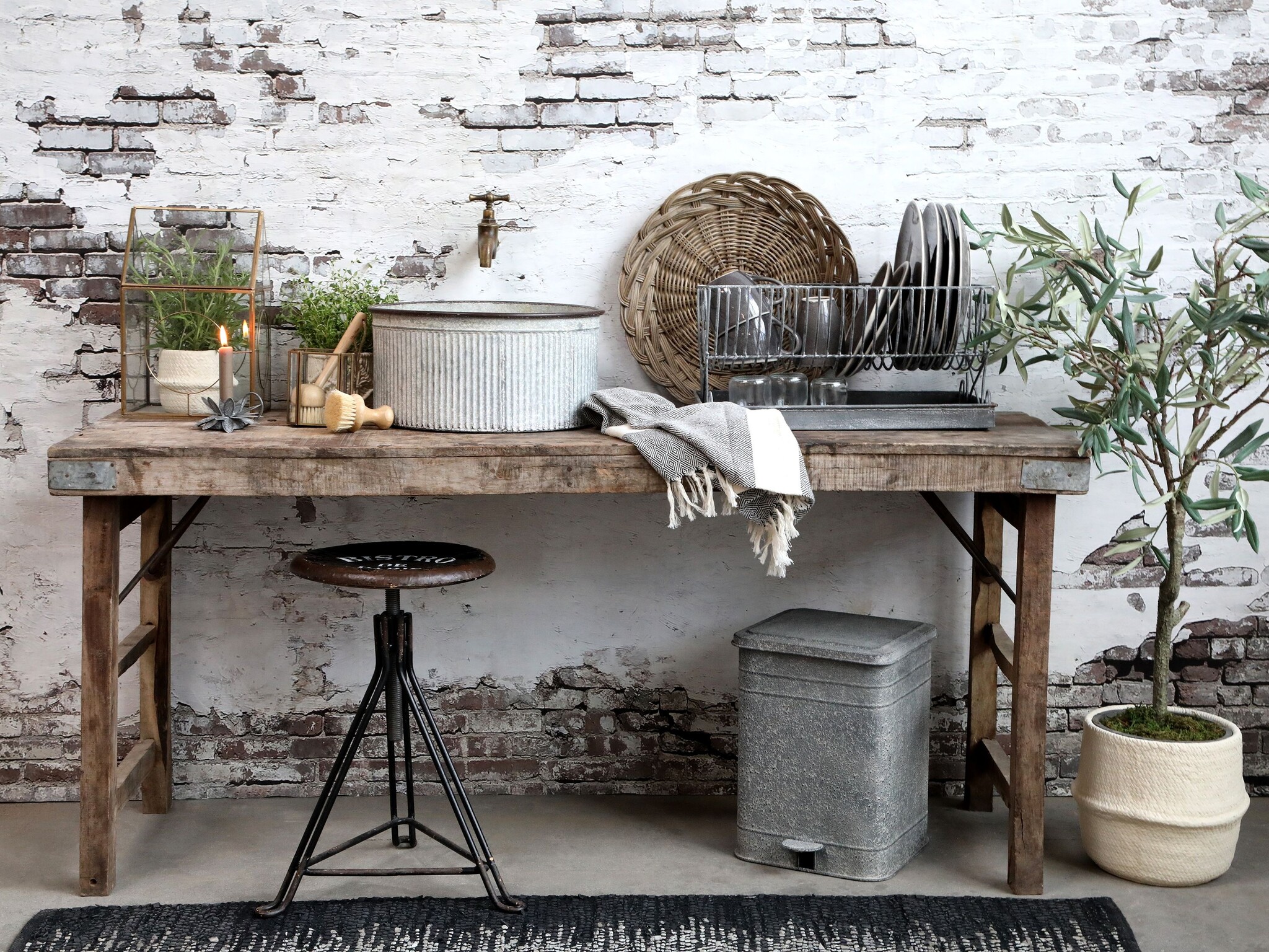 Rene Houtman Klaptafel Vouwtafel Oud Hout B120 x D60 x H67 Cm