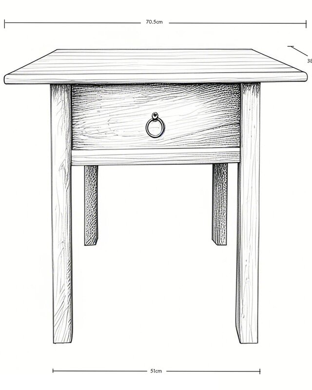 Rene Houtman Nachtkastje Sidetable 1 Lade Hout - B70 x D38 x H64 Cm