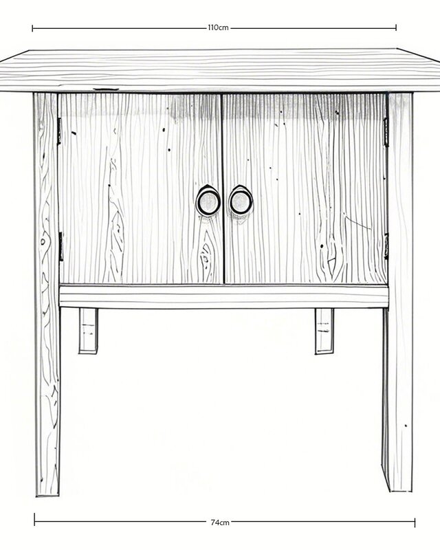 Rene Houtman Wandtafel Hout 2-Deurs Cabinet - B110 x D42 x H82 Cm