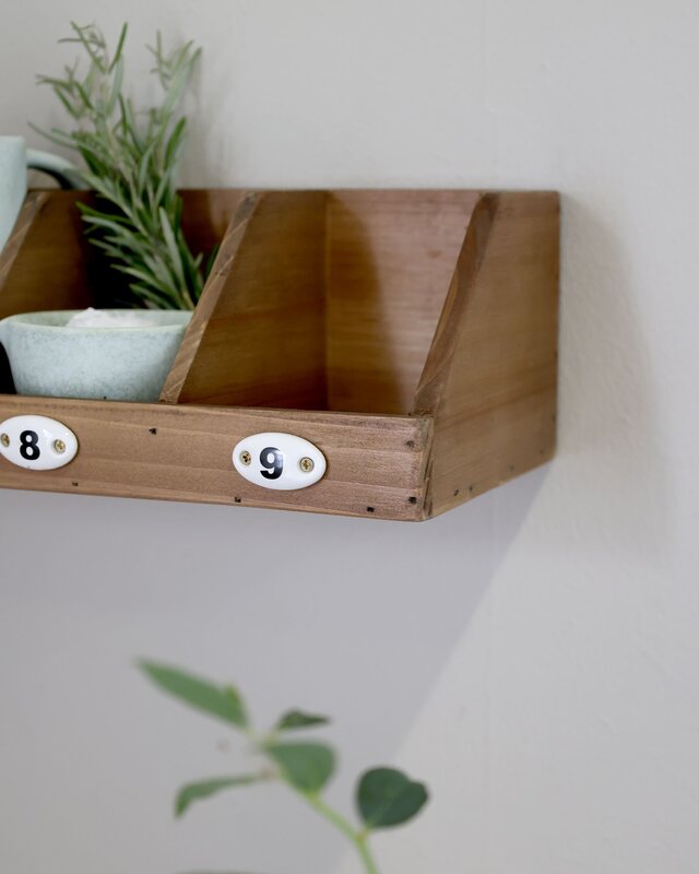 Rene Houtman Wandplank Hout Met 9 Vakken - B89 x D16 x H11 Cm