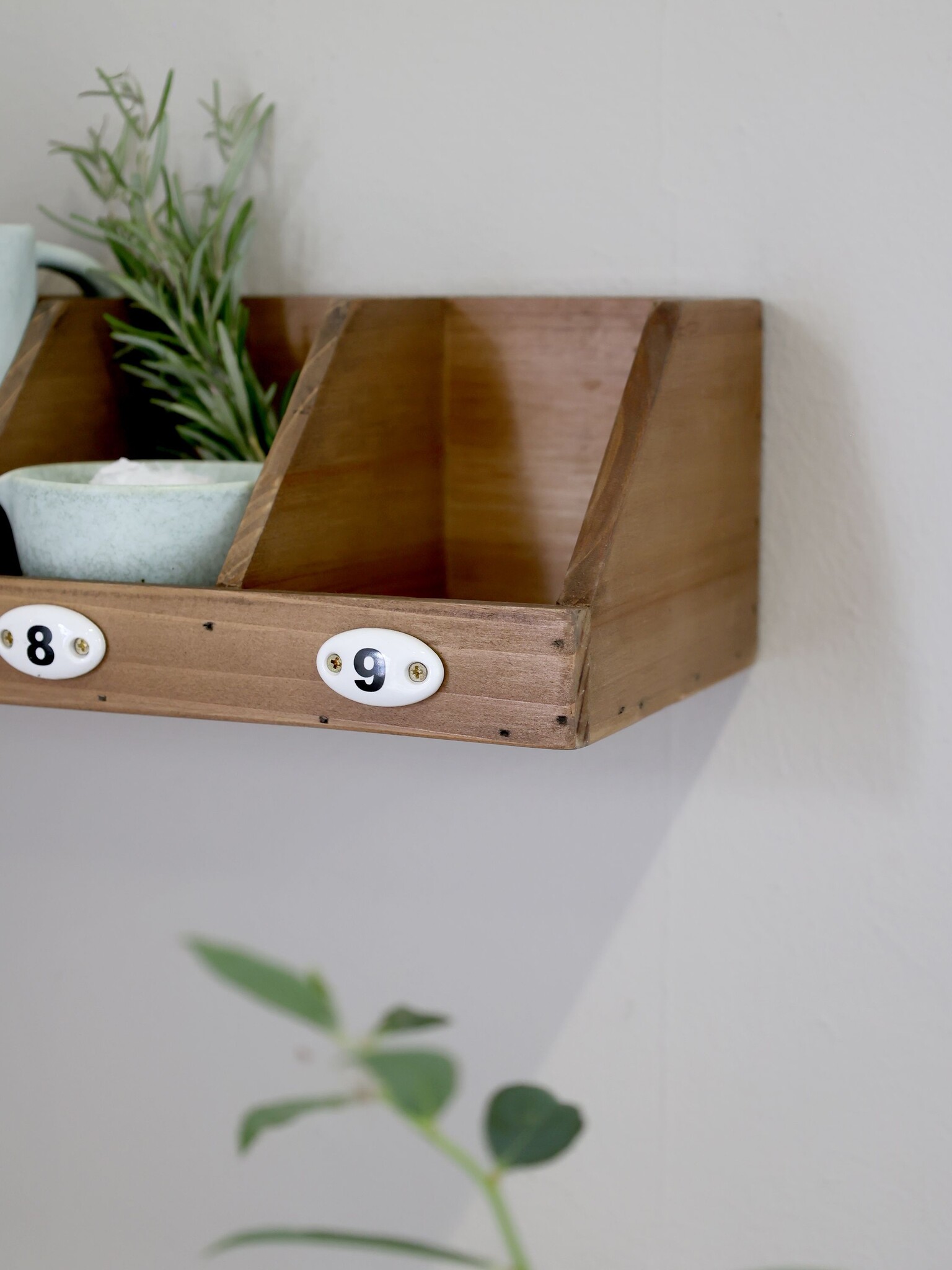 Rene Houtman Wandplank Hout Met 9 Vakken - B89 x D16 x H11 Cm