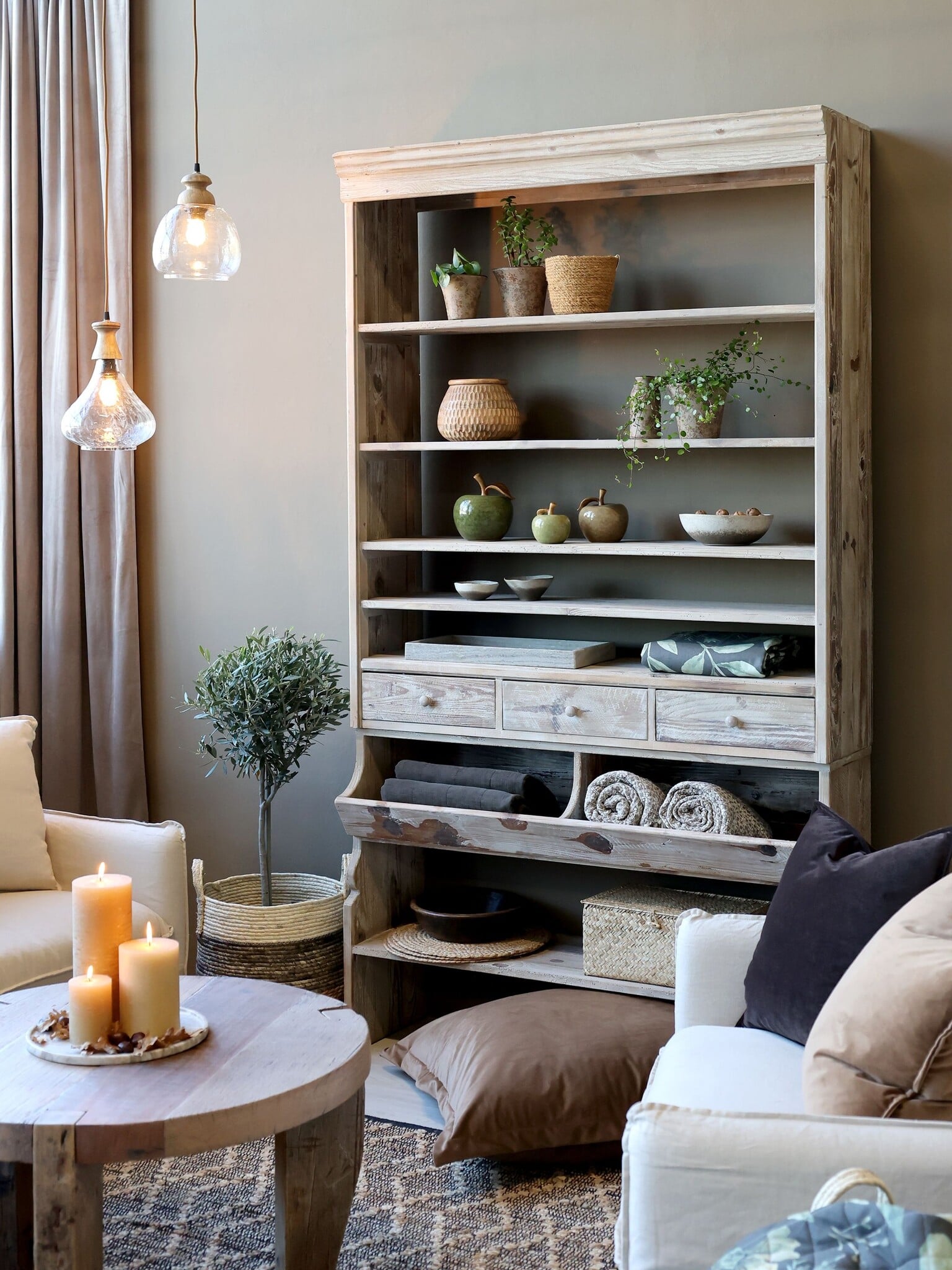 Rene Houtman Stellingkast Bordenkast Hout H222 x B123 x D34 Cm