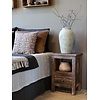 Nachtkastje Woods Oud Hout 1-Lade + Open Vak - H63 x B44 x D37 Cm