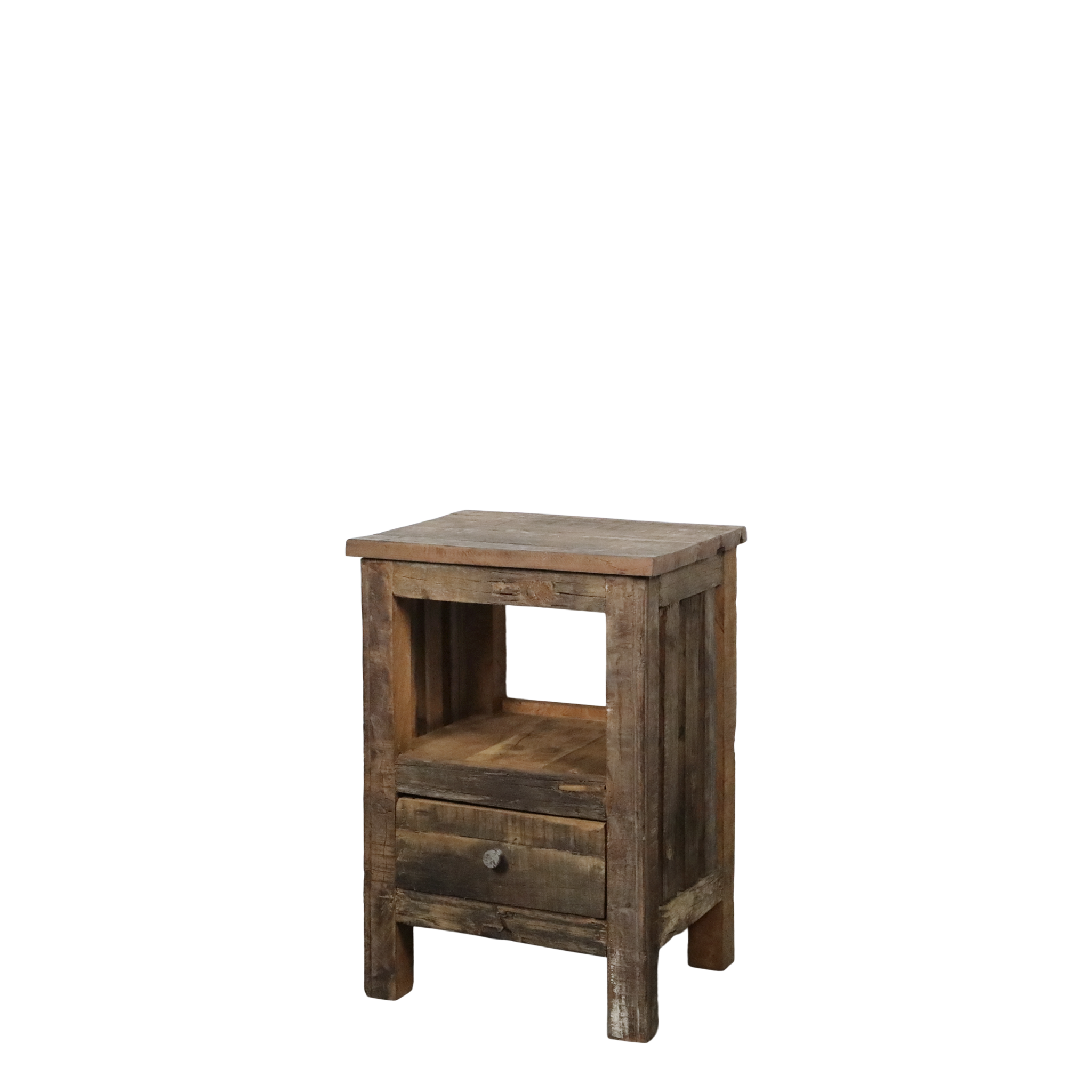 Rene Houtman Nachtkastje Woods Oud Hout 1-Lade + Open Vak - H63 x B44 x D37 Cm