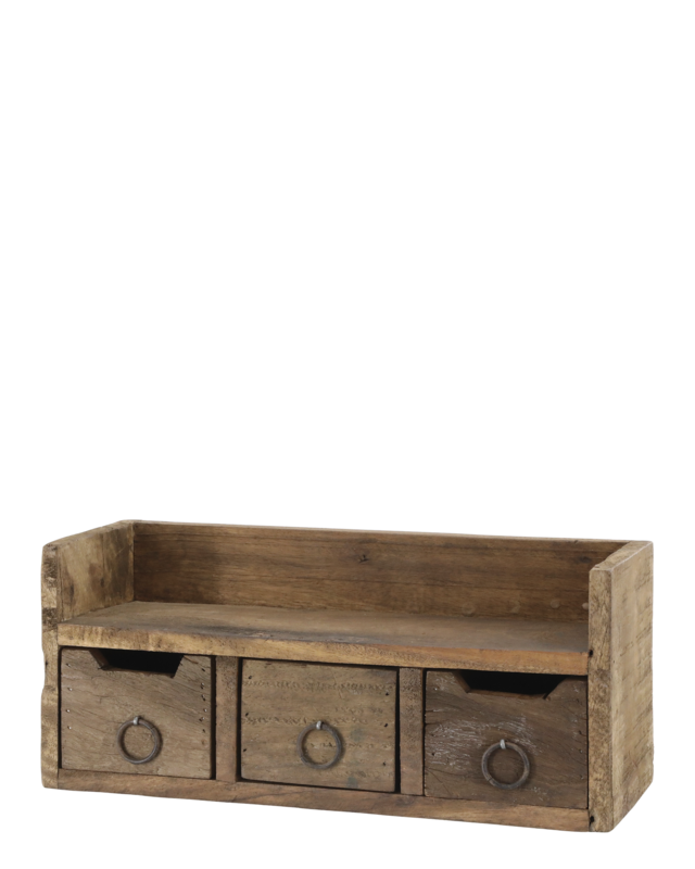 Rene Houtman Wandrekje Woods Oud Hout 3-Lades + Legplank - H15 x B36 x D12 Cm