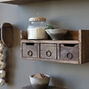 Wandrekje Woods Oud Hout 3-Lades + Legplank - H15 x B36 x D12 Cm