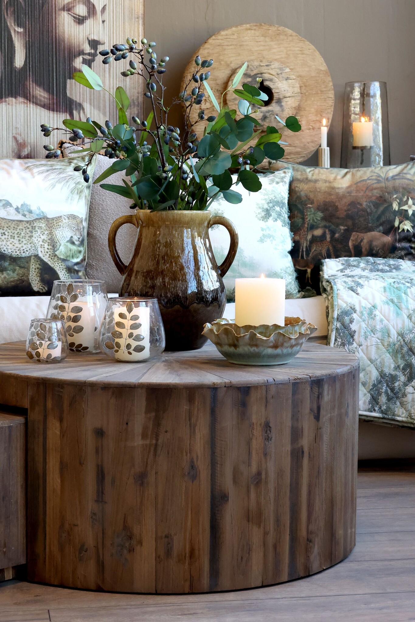 Rene Houtman Salontafel Set Van 2 Rond - Donkerbruin - Diameter 63.5/D81.5 Cm