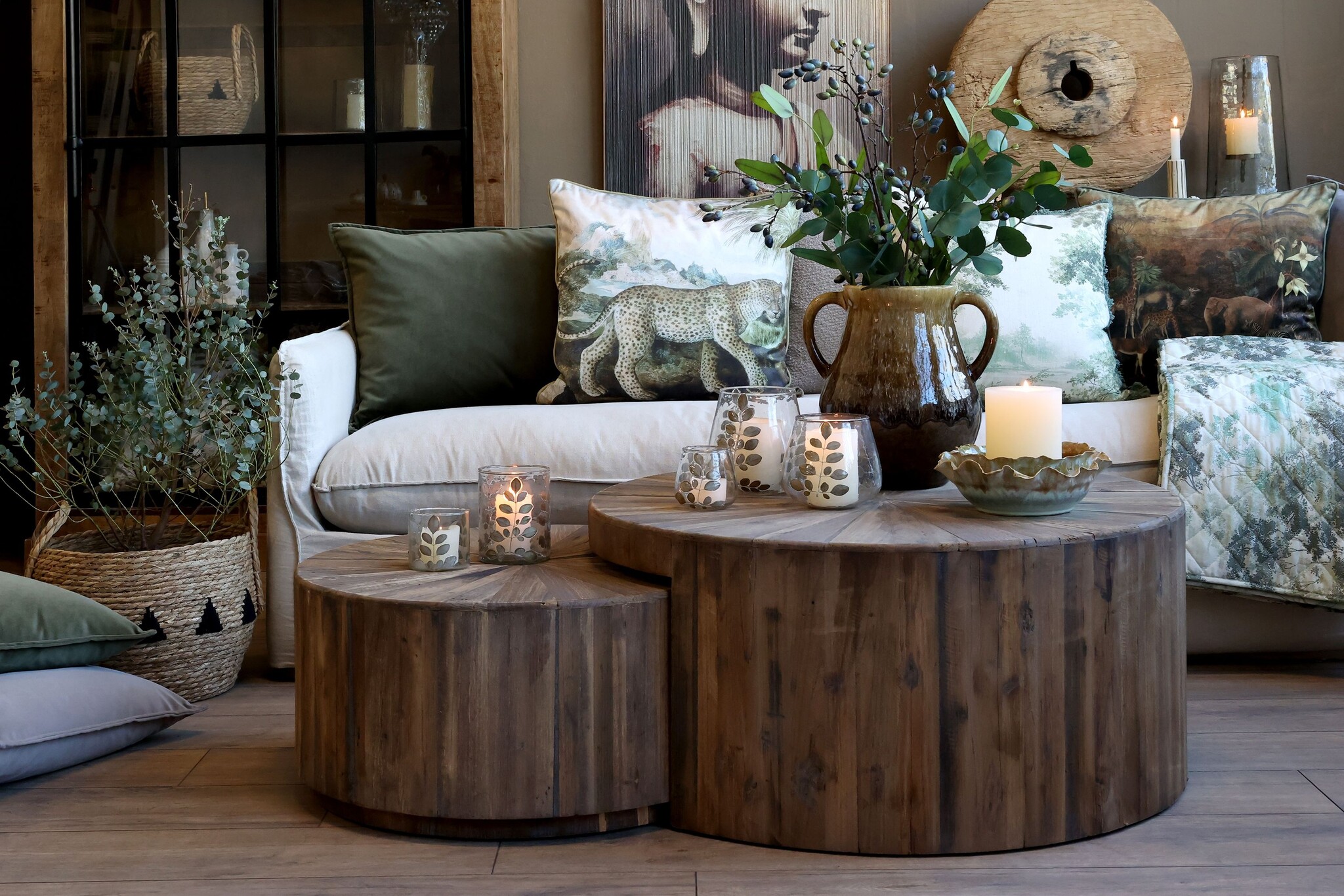 Rene Houtman Salontafel Set Van 2 Rond - Donkerbruin - Diameter 63.5/D81.5 Cm