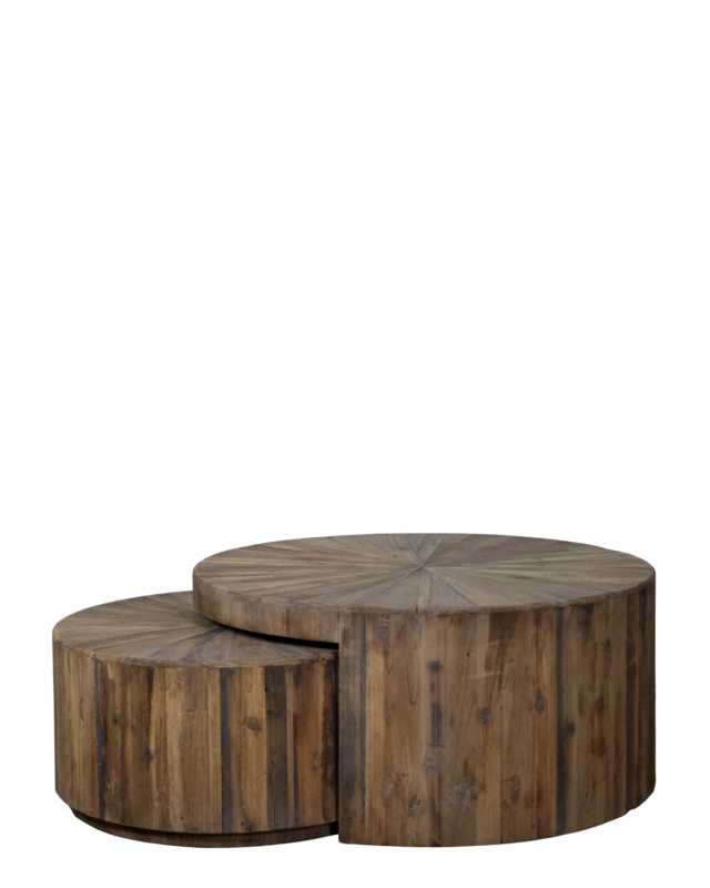 Rene Houtman Salontafel Set Van 2 Rond - Donkerbruin - Diameter 63.5/D81.5 Cm