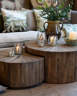 Rene Houtman Salontafel Set Van 2 Rond - Donkerbruin - Diameter 63.5/D81.5 Cm