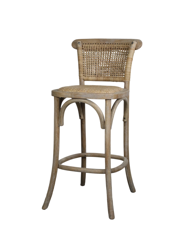 Rene Houtman Barkruk Frans Met Zitting En Rugleuning Vlechtwerk - H92 x B40 x D45 Cm